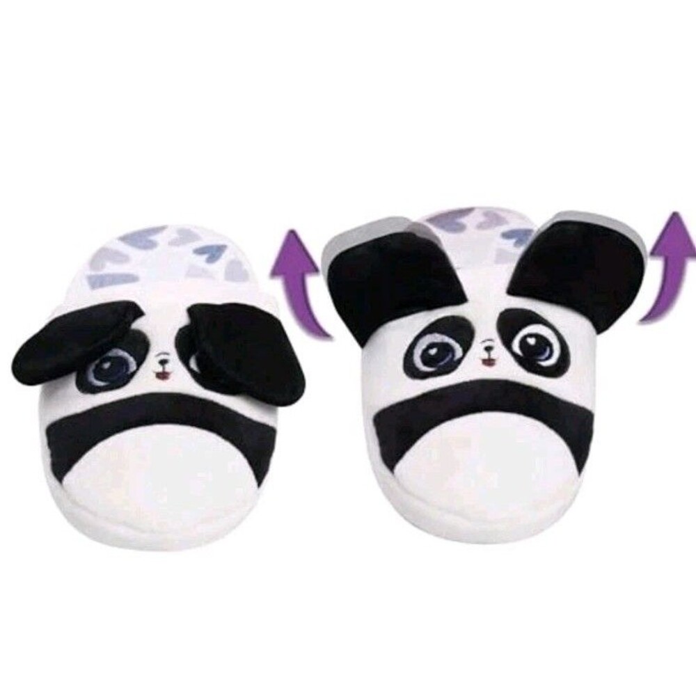 Flipeez Slippers, Panda, Medium, Kids Sizes 13-3 Hearts Soft Comfortable New